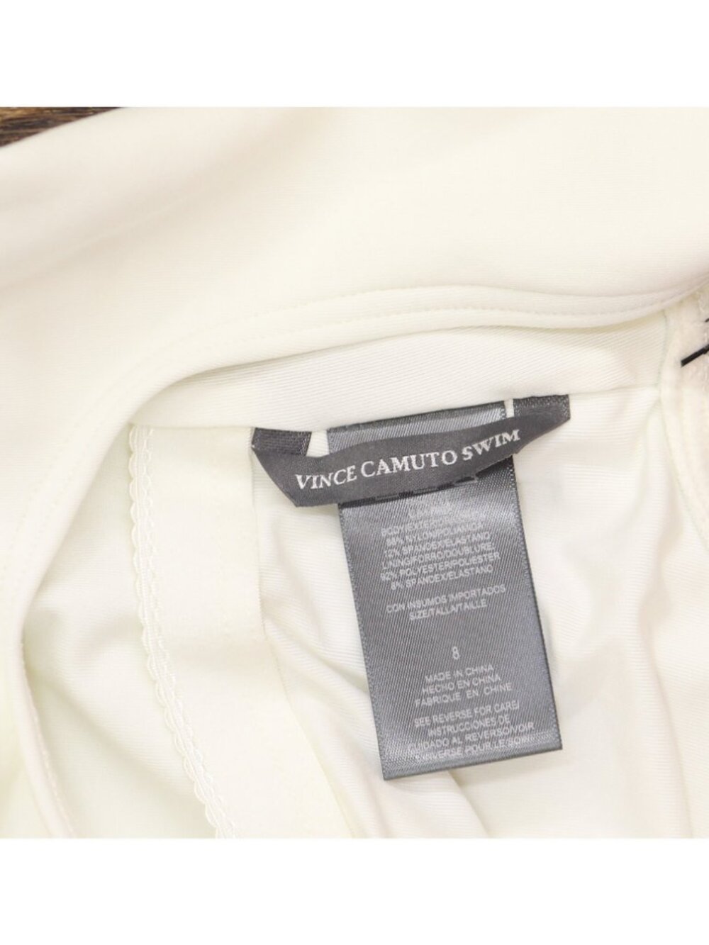 Vince Camuto Womens High Neck Skirted One Piece Swimsuit Ivory Off White 8 - Picture 3 of 7